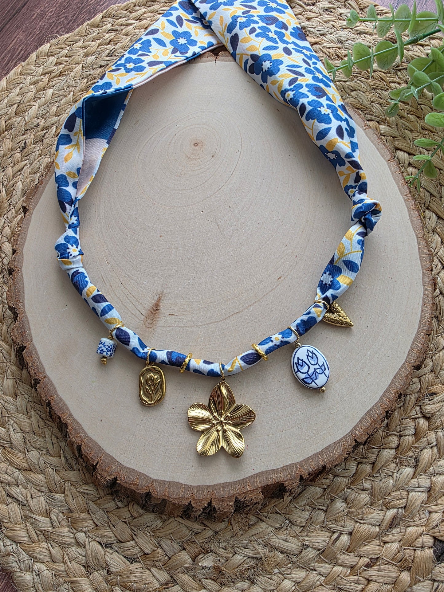 Golden Bloom Scarf Charm Necklace