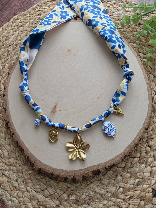 Golden Bloom Scarf Charm Necklace