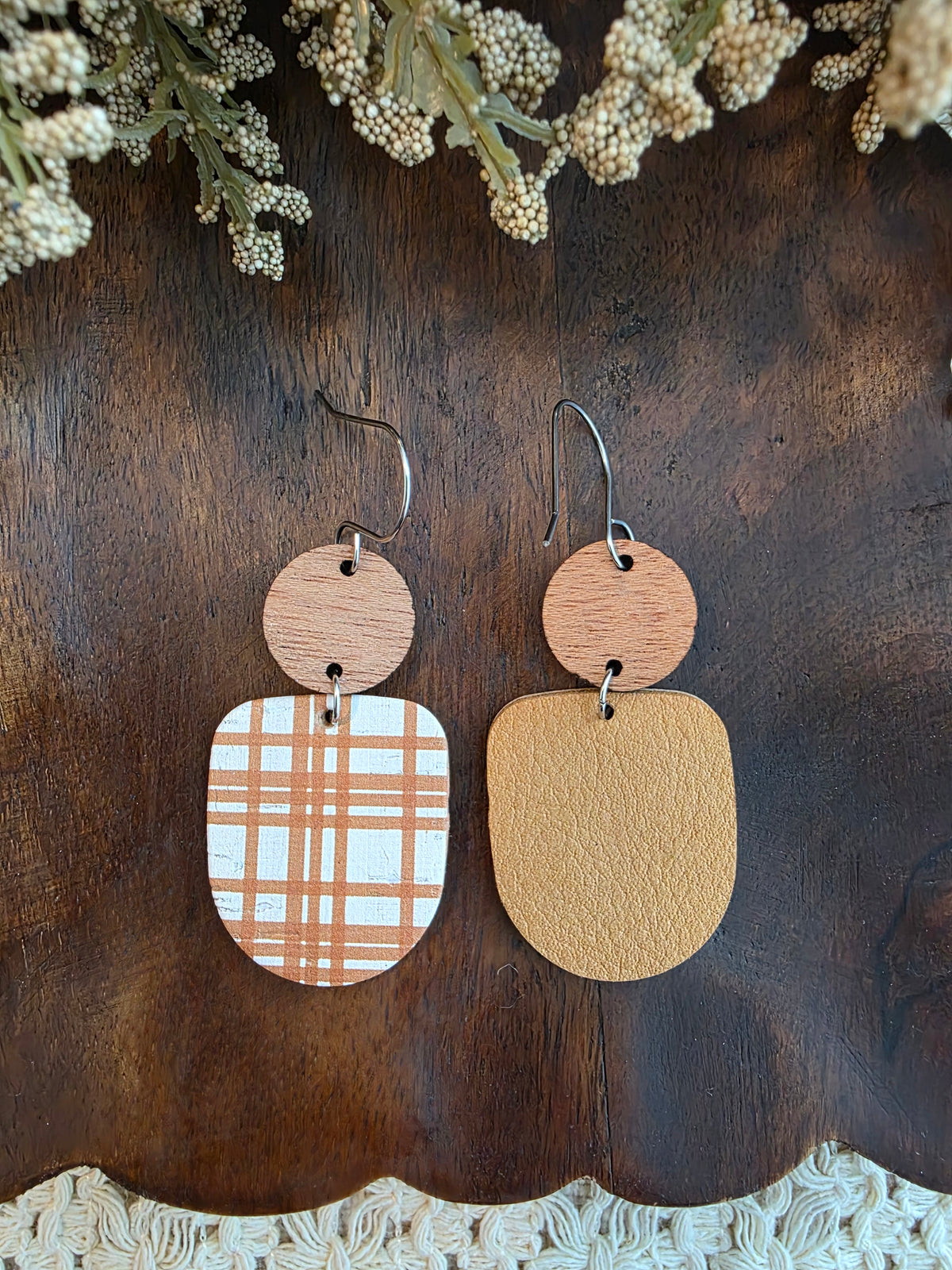 Apple Cider Plaid Drop Earrings