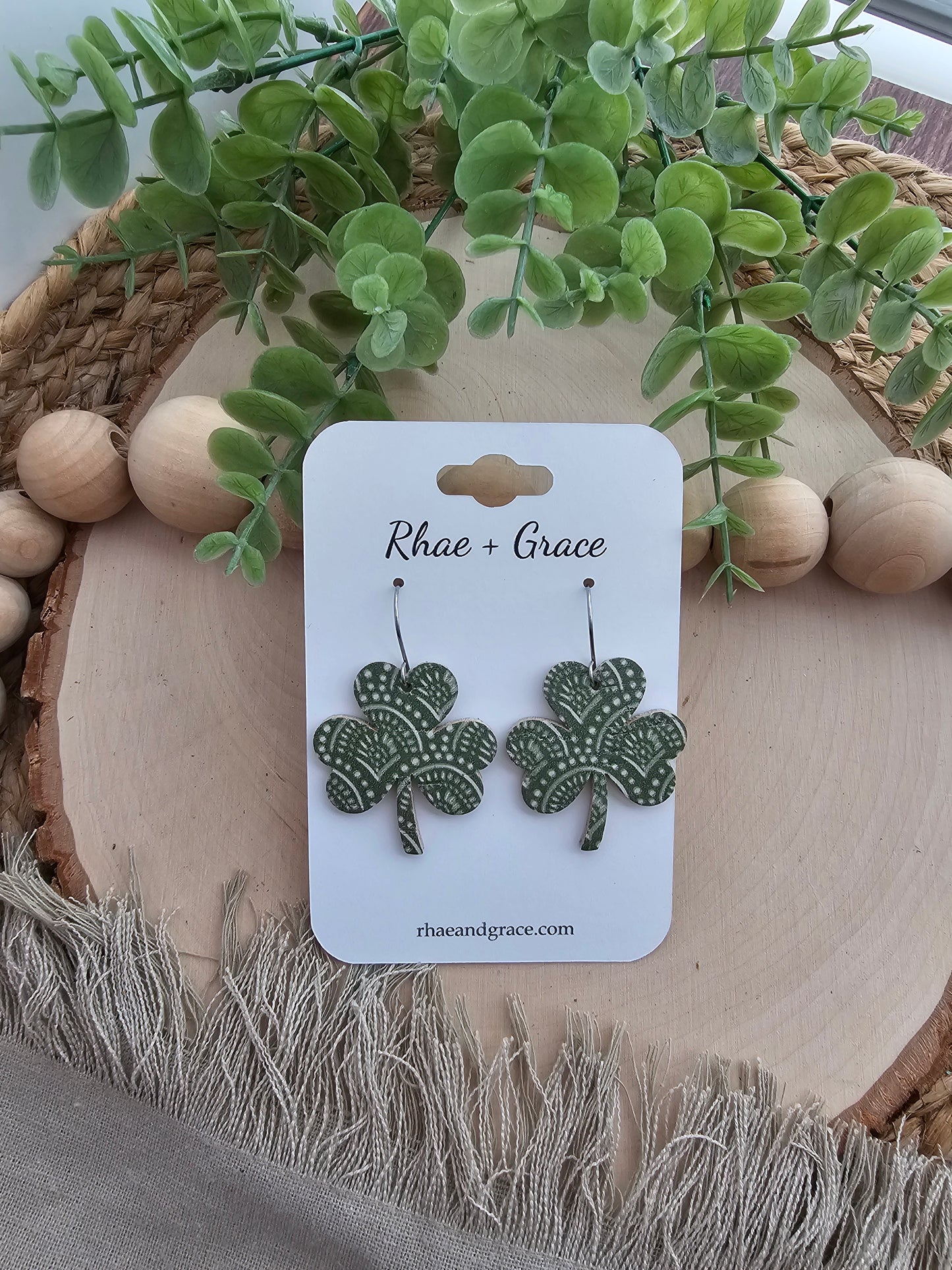 Kale Green Shamrock Earrings