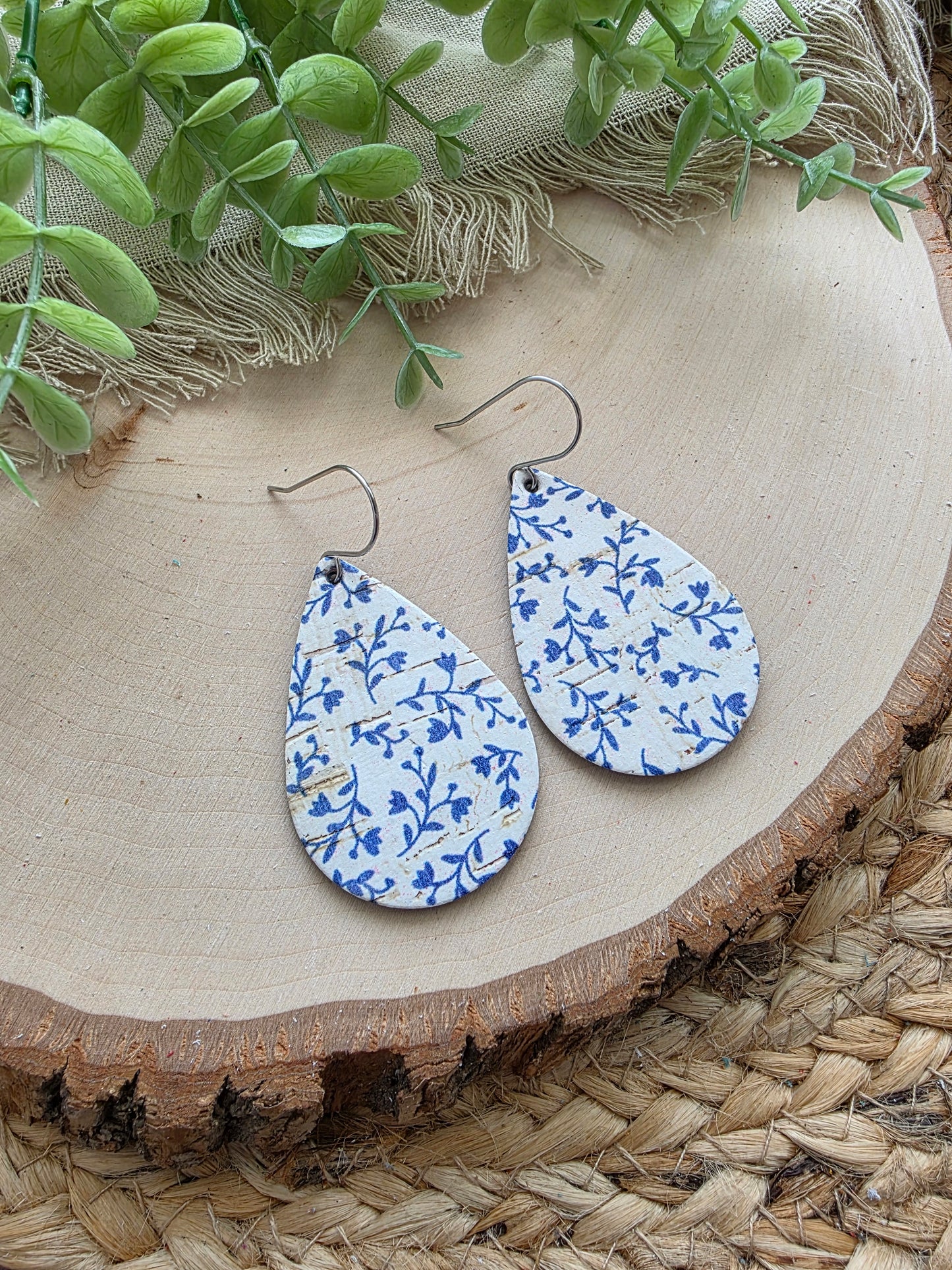 Bluebell Blue & White Teardrop Earrings - Medium