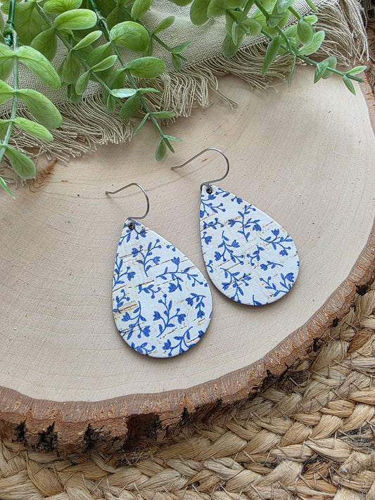 Bluebell Blue & White Teardrop Earrings - Medium