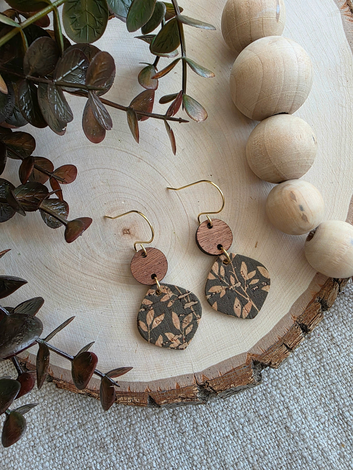 Moss Green Willow Rounded Petal Earring