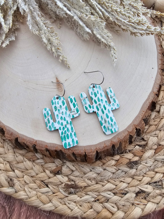 Green Cactus Earrings