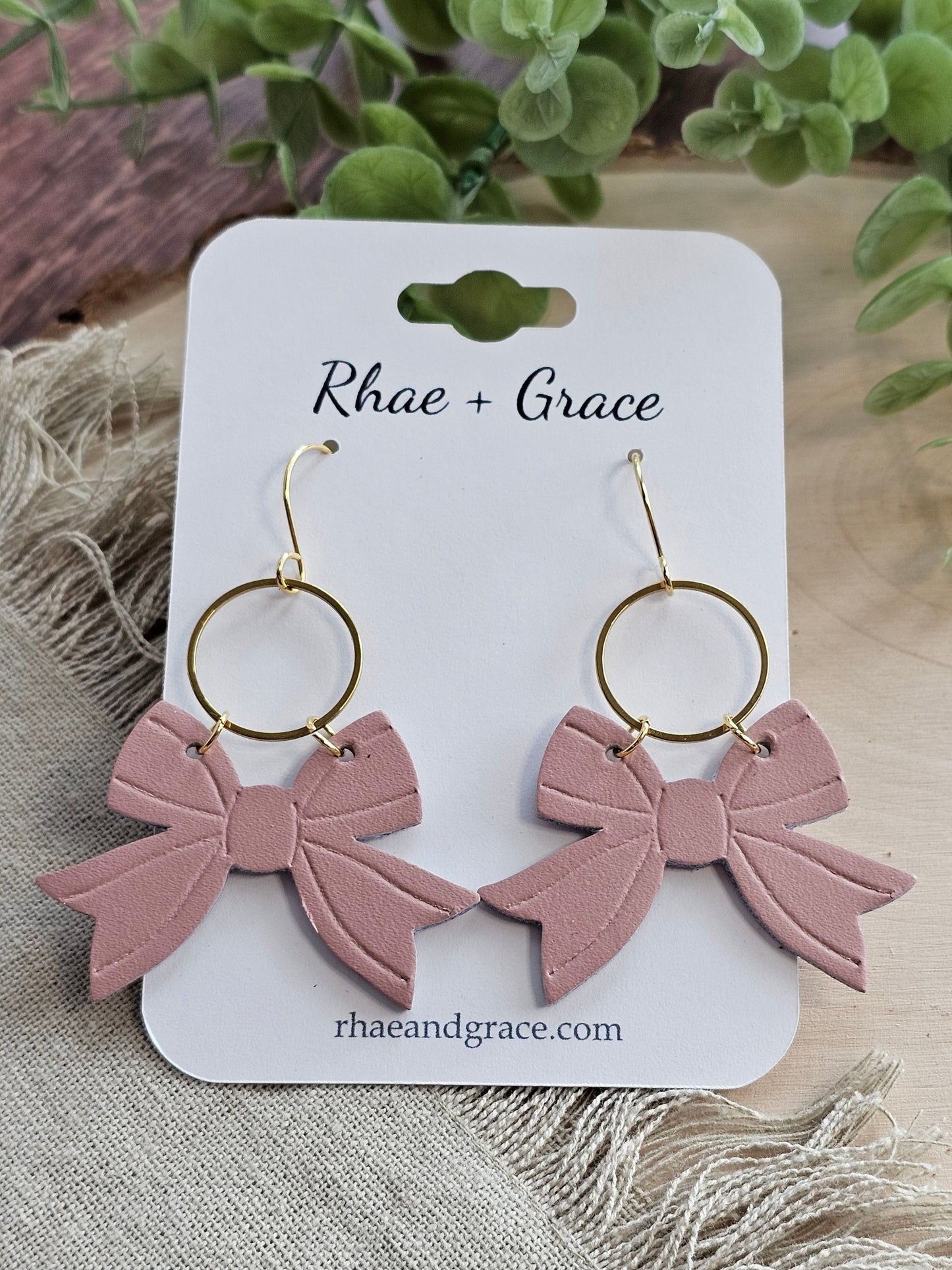 Dusty Pink Bow Earrings