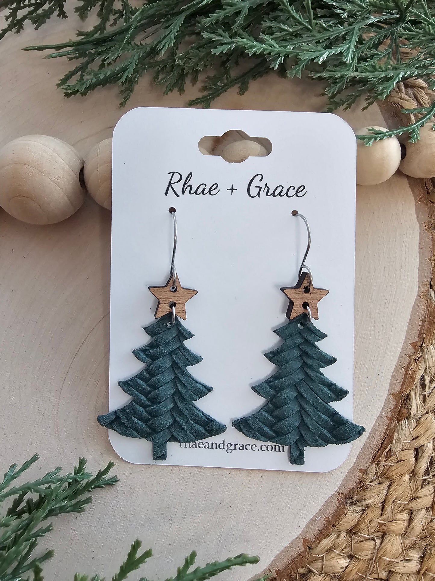 Pine Green Christmas Tree Earrings