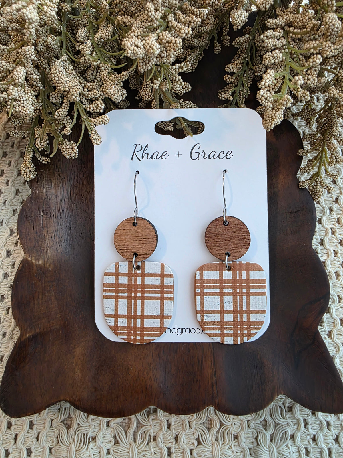 Apple Cider Plaid Drop Earrings