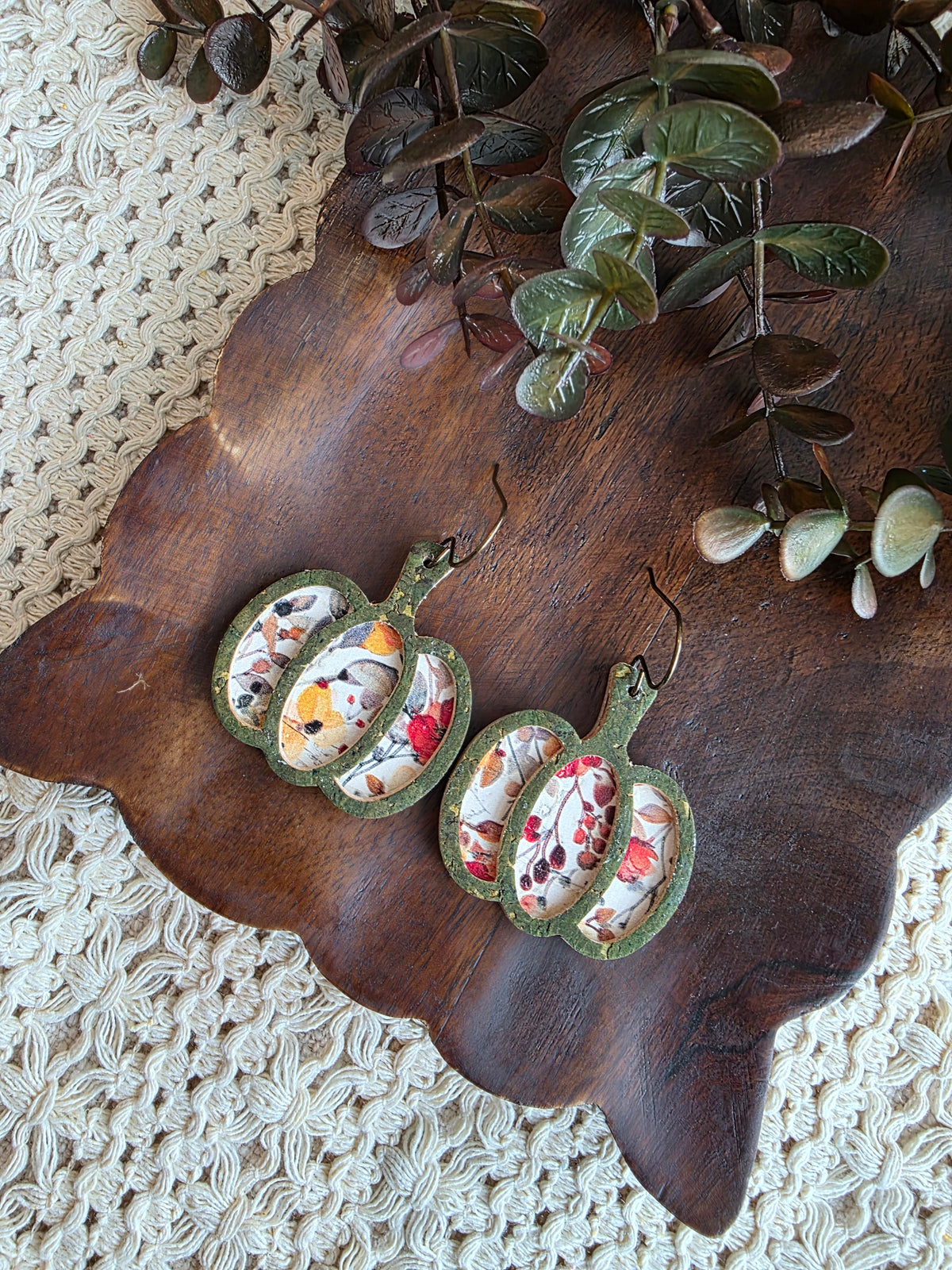 Harvest Floral Pumpkin Earrings