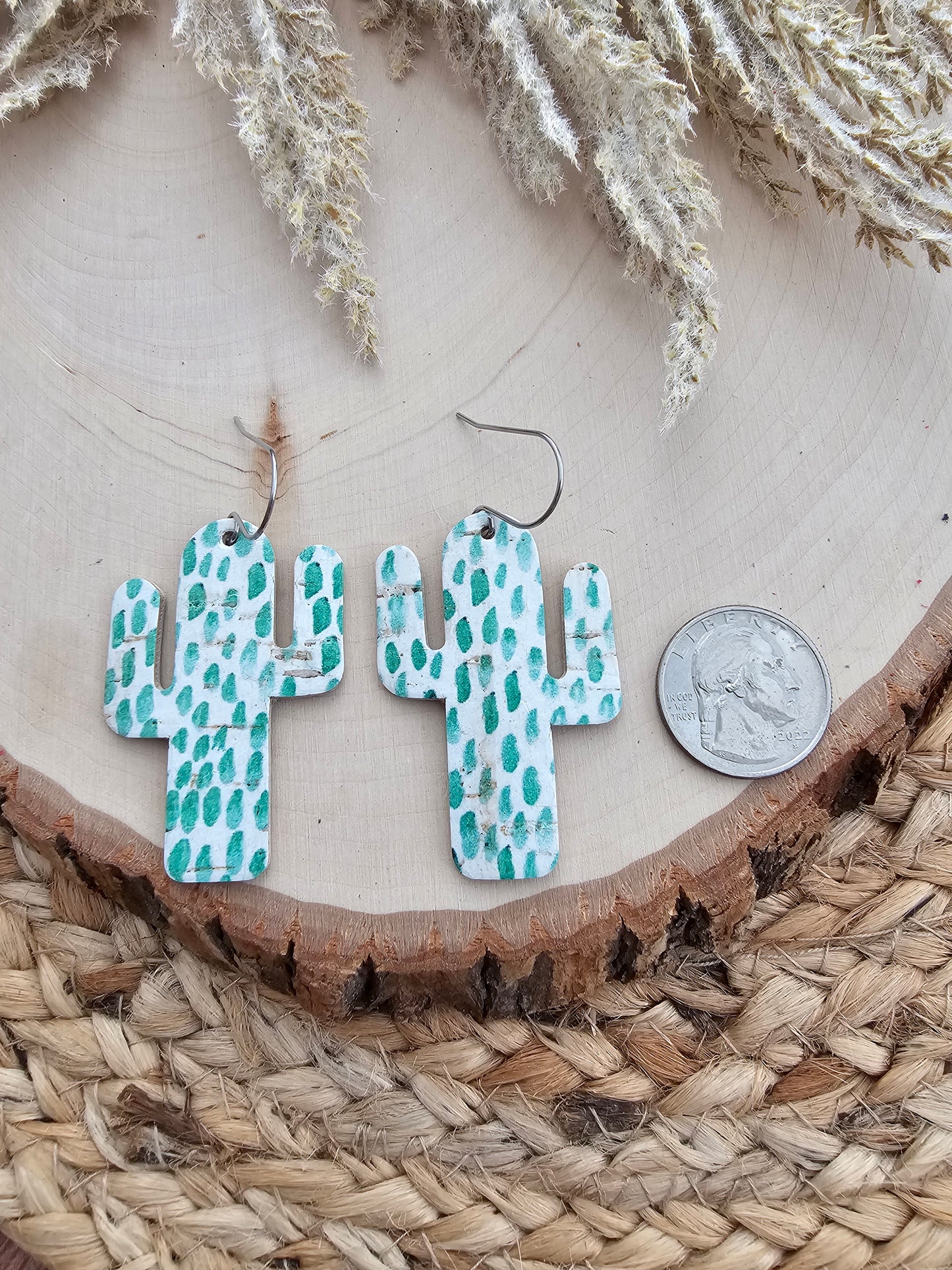 Green Cactus Earrings