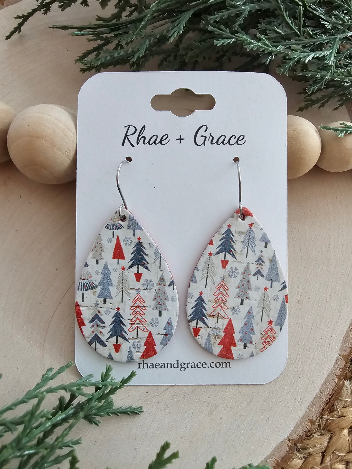 Tiny Holiday Trees Teardrop Earrings