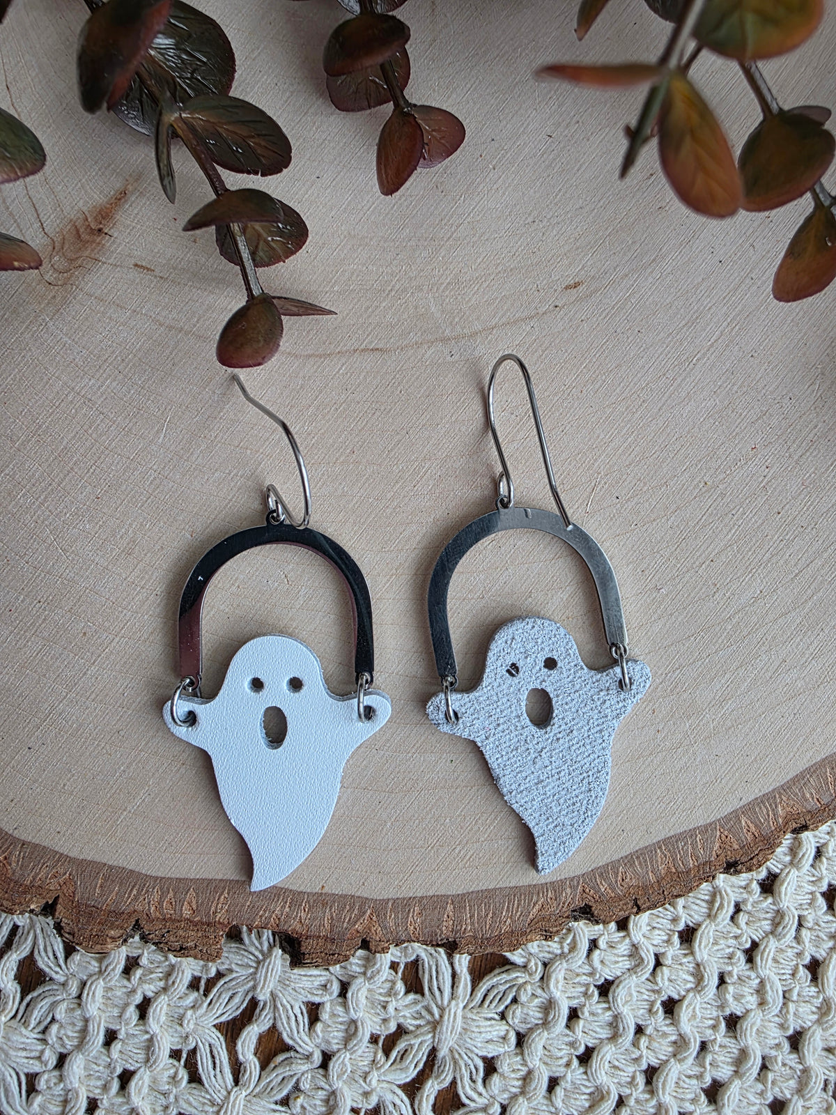 White Arched Ghost Earrings