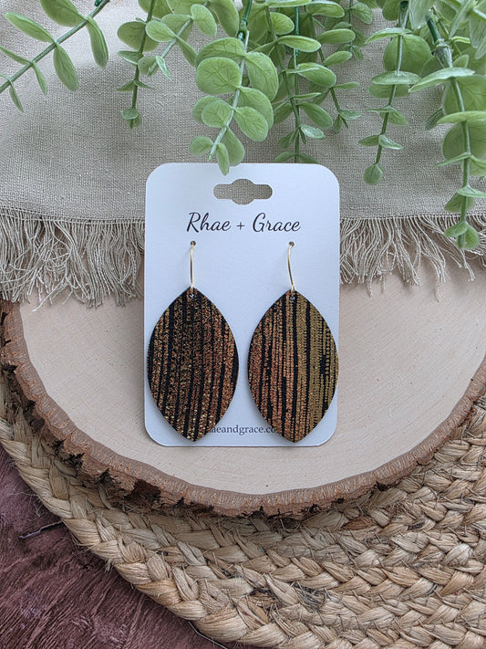 Black & Gold Leaf Earrings