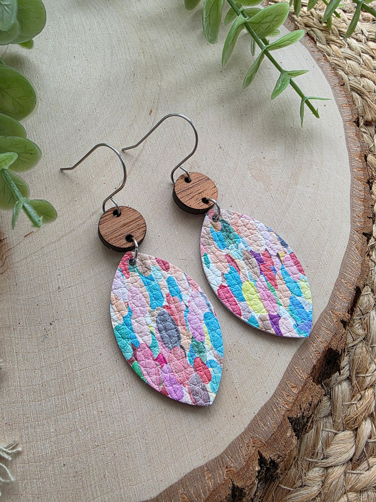 Colorful Confetti Leaf Earrings