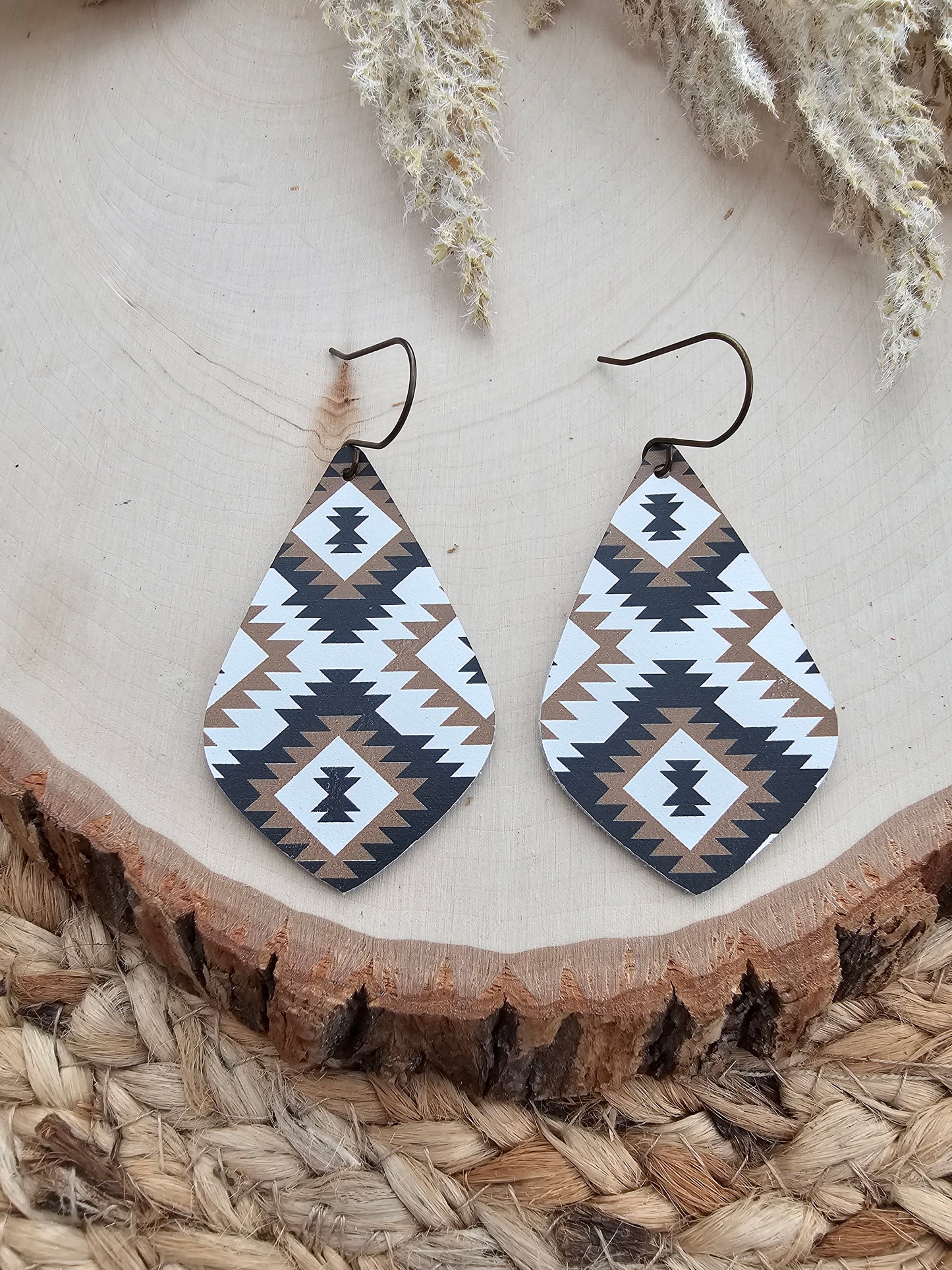 Aztec Print Pointed Teardrop Earrings