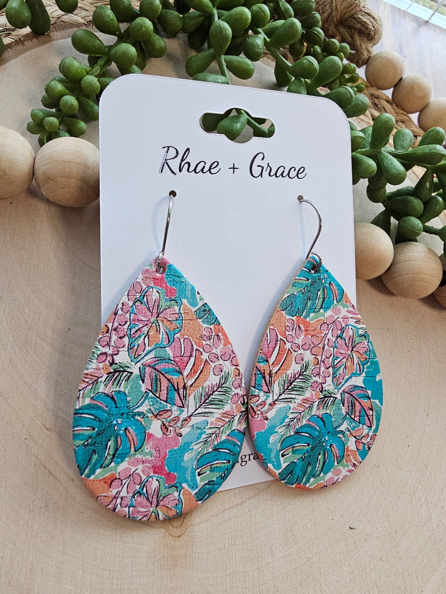 Tropical Teardrop Earrings - Large