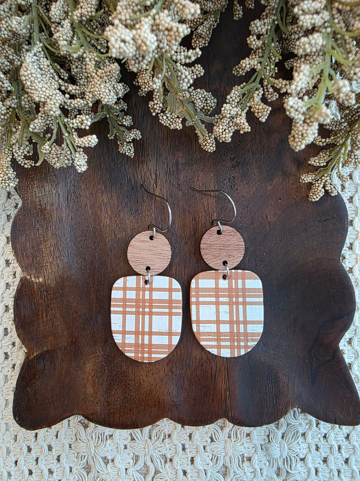 Apple Cider Plaid Drop Earrings