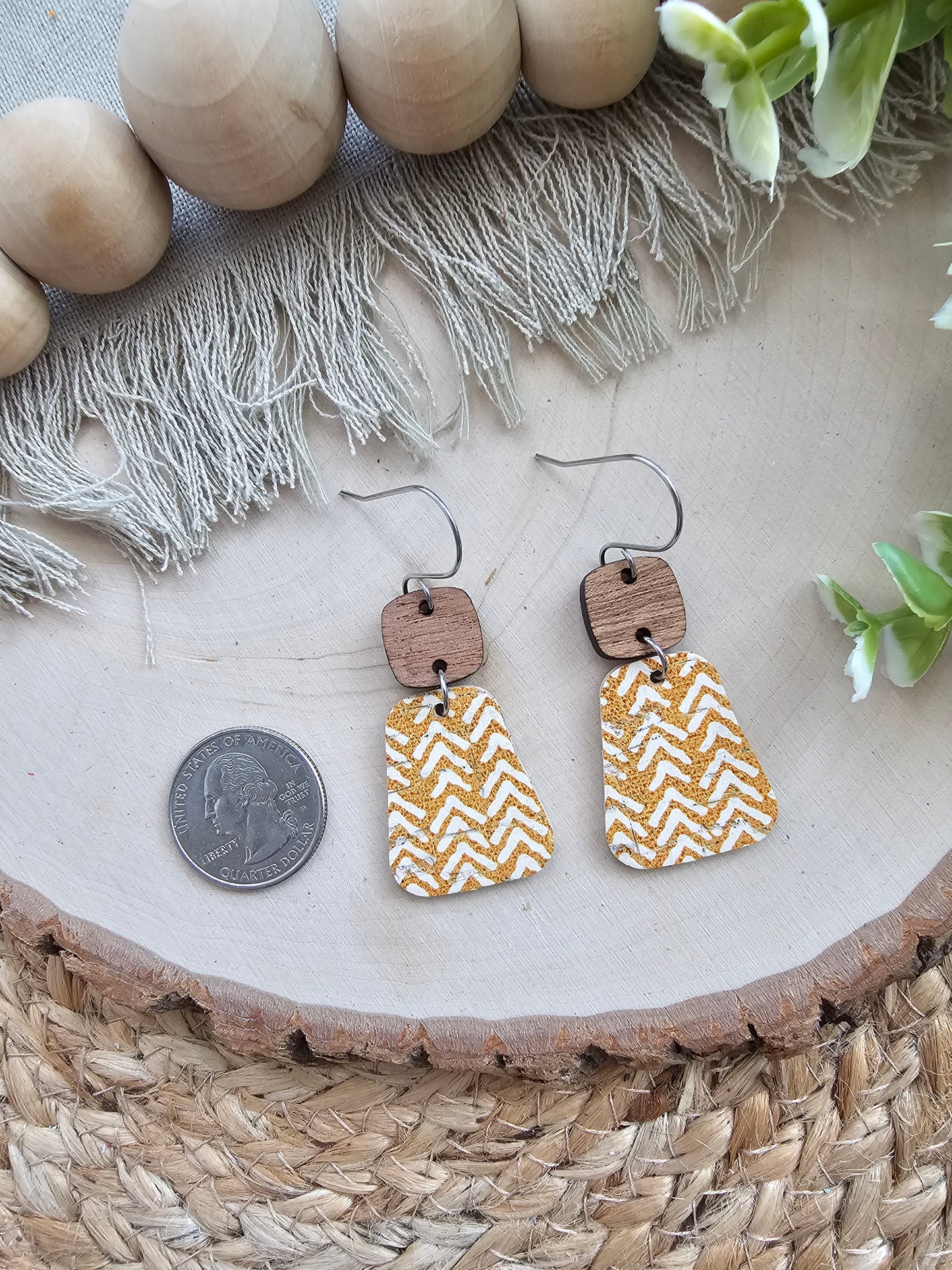 Mustard Broken Chevron Rounded Trapezoid Earrings