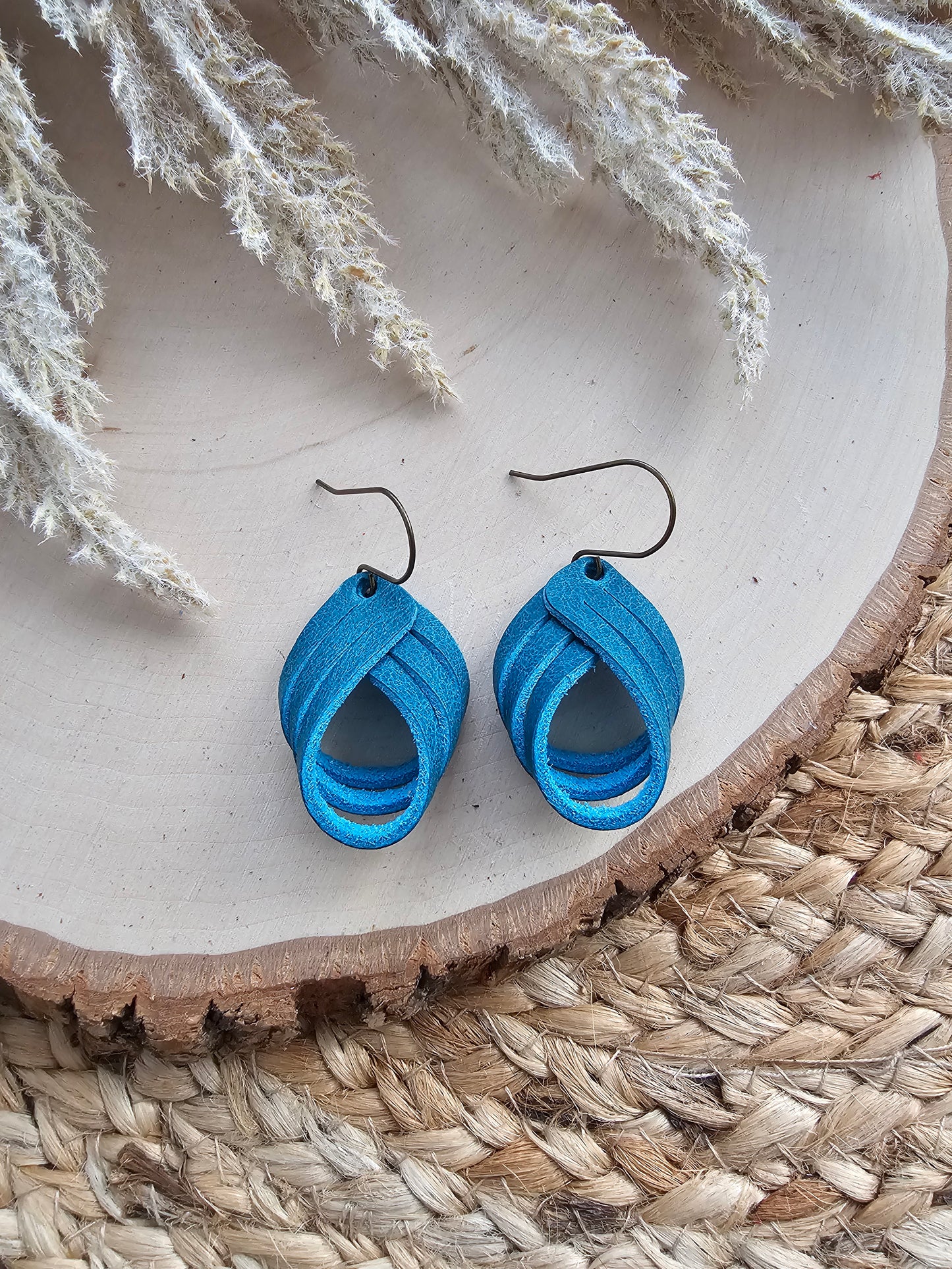 Teal Sculpted Loop Earrings