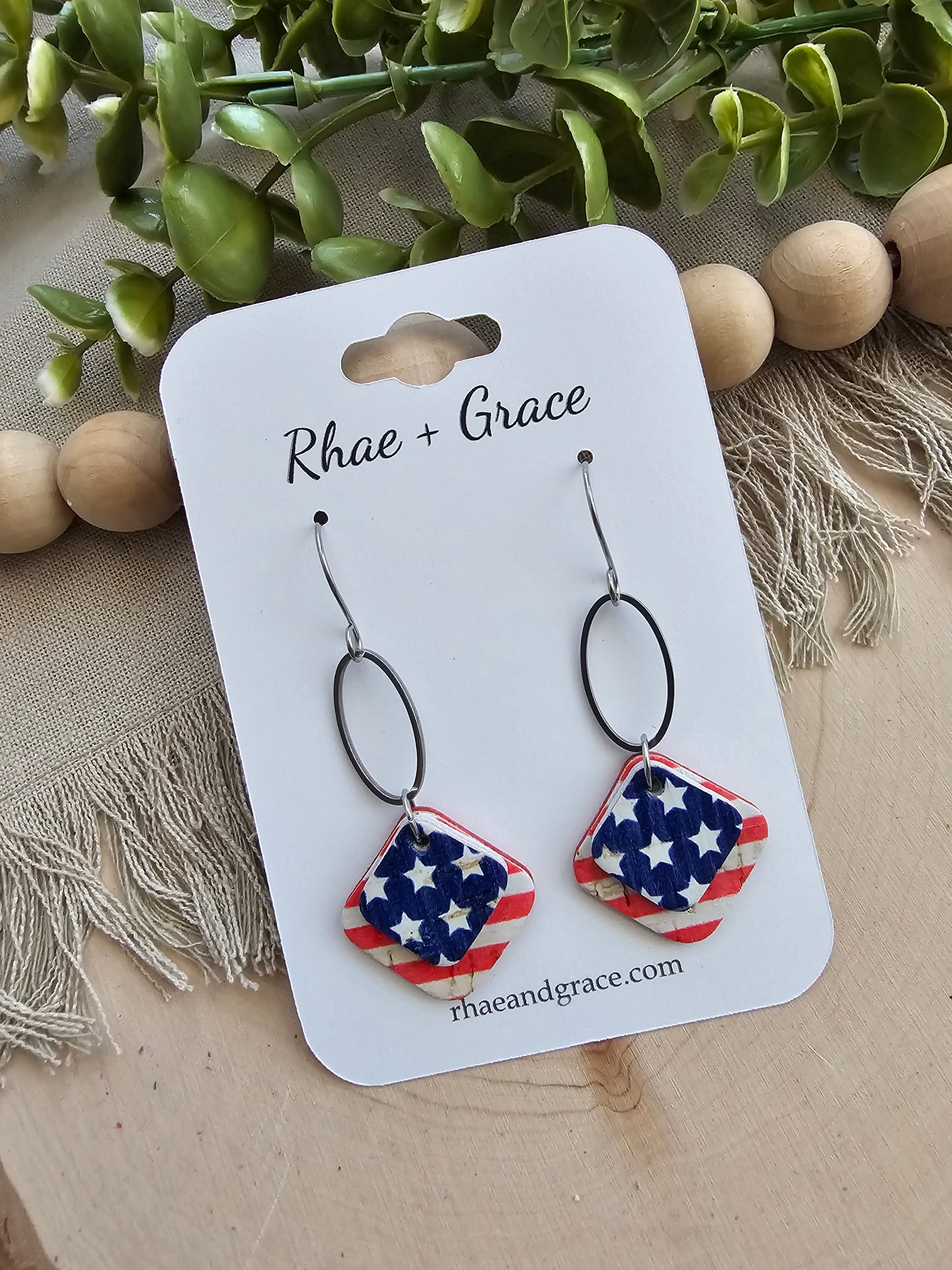 Stars & Stripes Dainty Diamond Drop Earrings