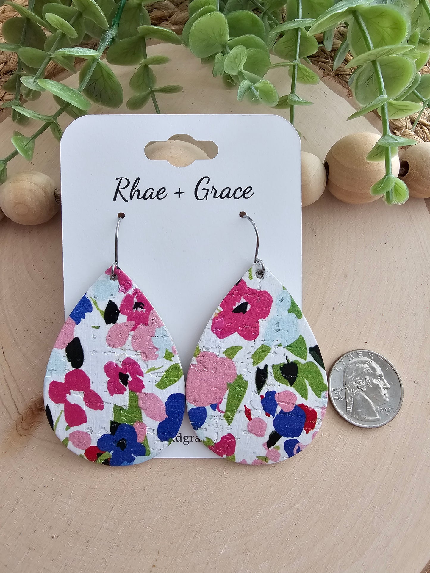 Floral Teardrop Earrings - Large