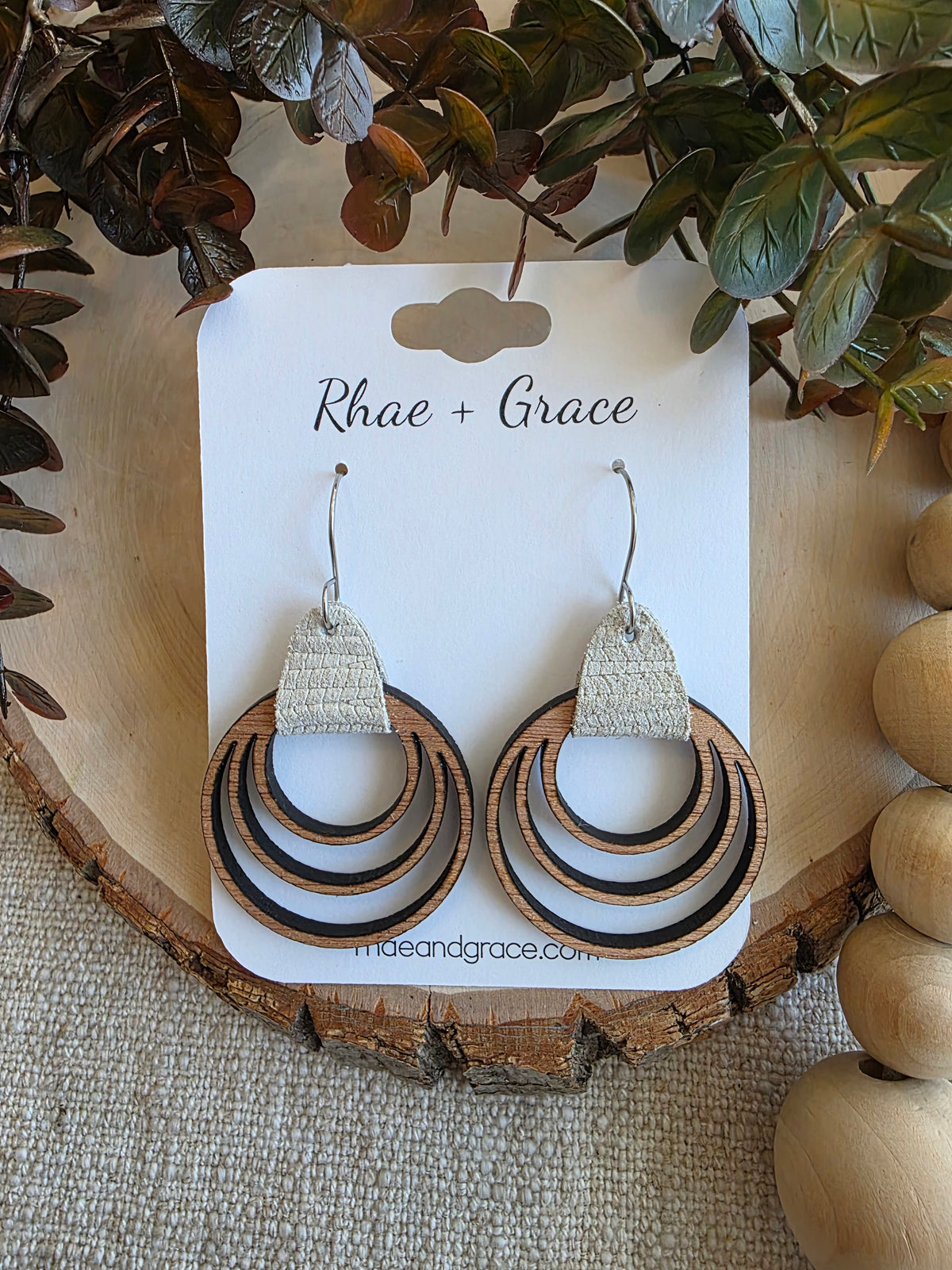 Beige Triple Hoop Earrings