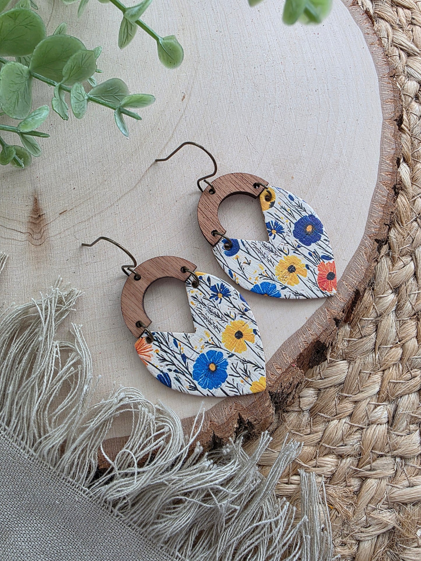 Vibrant Wildflower Swoop Earrings - Large