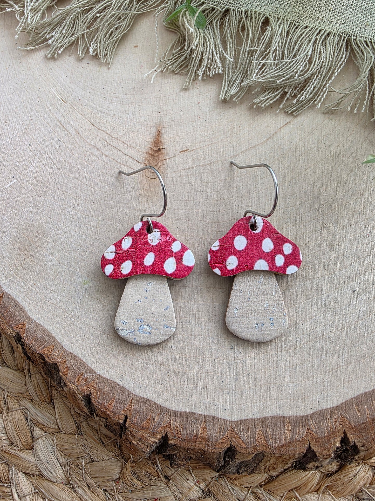 Red Spotted Mushroom Toadstool Earrings