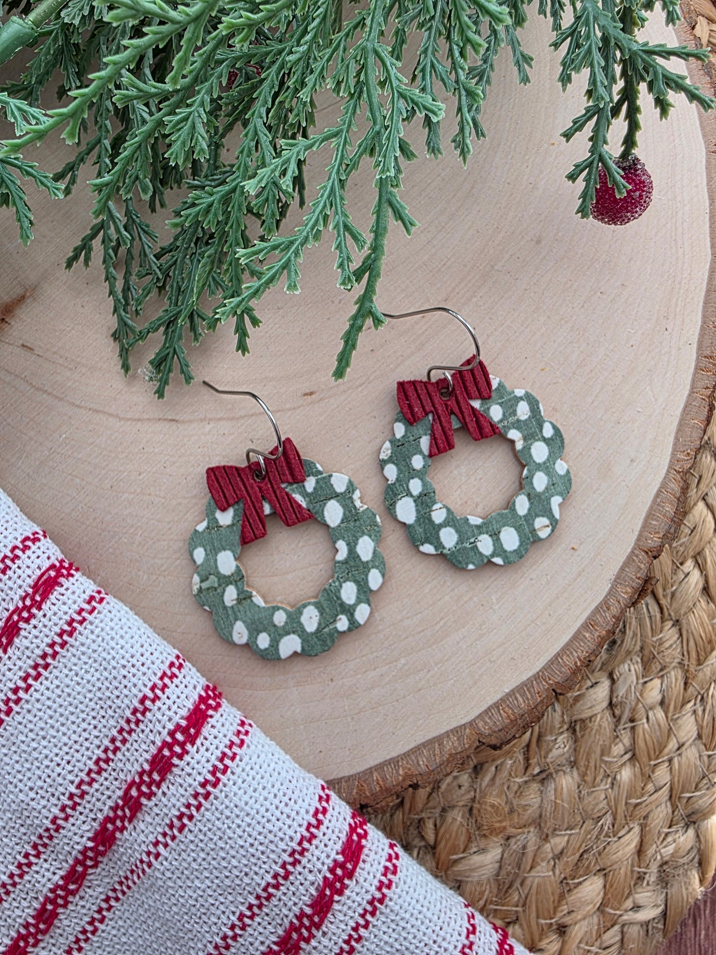 Snowy Christmas Wreath Earrings