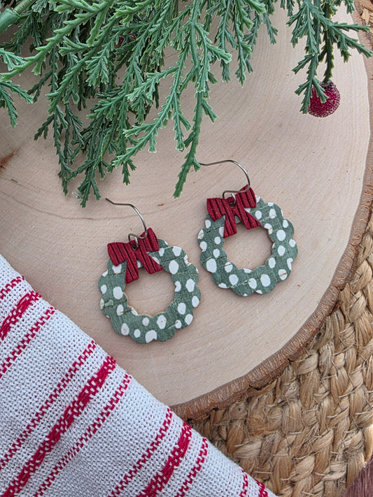 Snowy Christmas Wreath Earrings