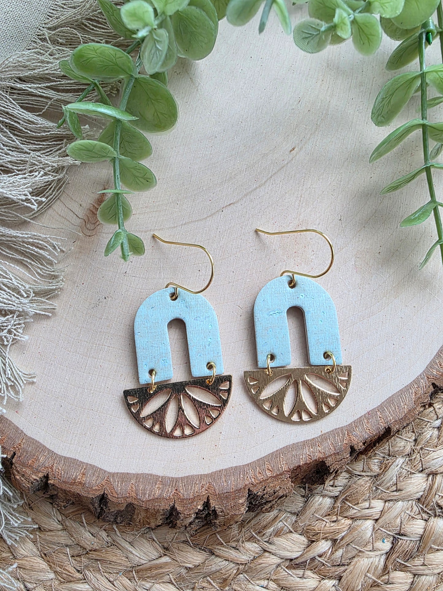Soft Aqua Arch Earrings