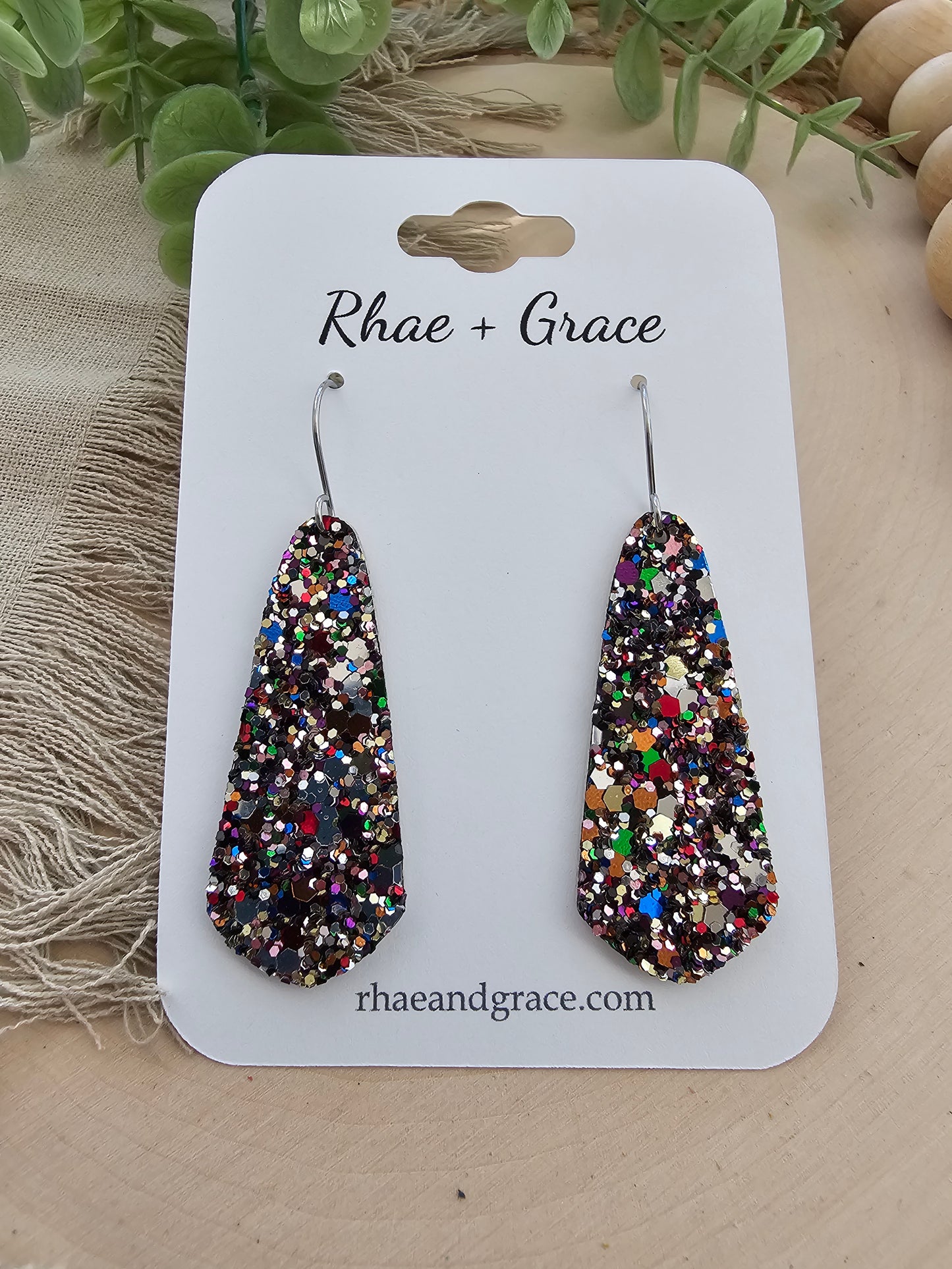 Jewel Glitter Skinny Drop Earrings