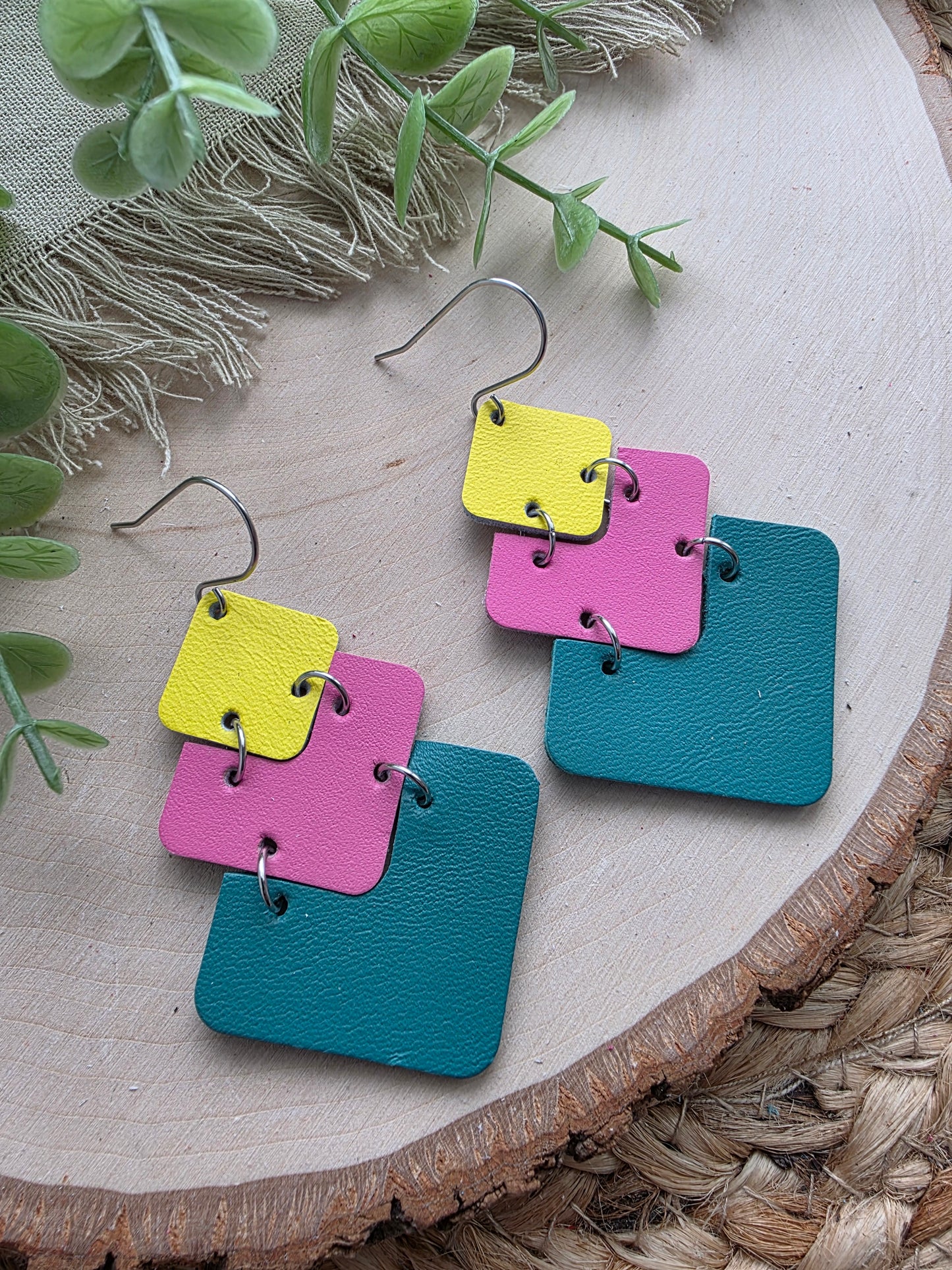 Colorblock Stacked Modern Chevron Earrings