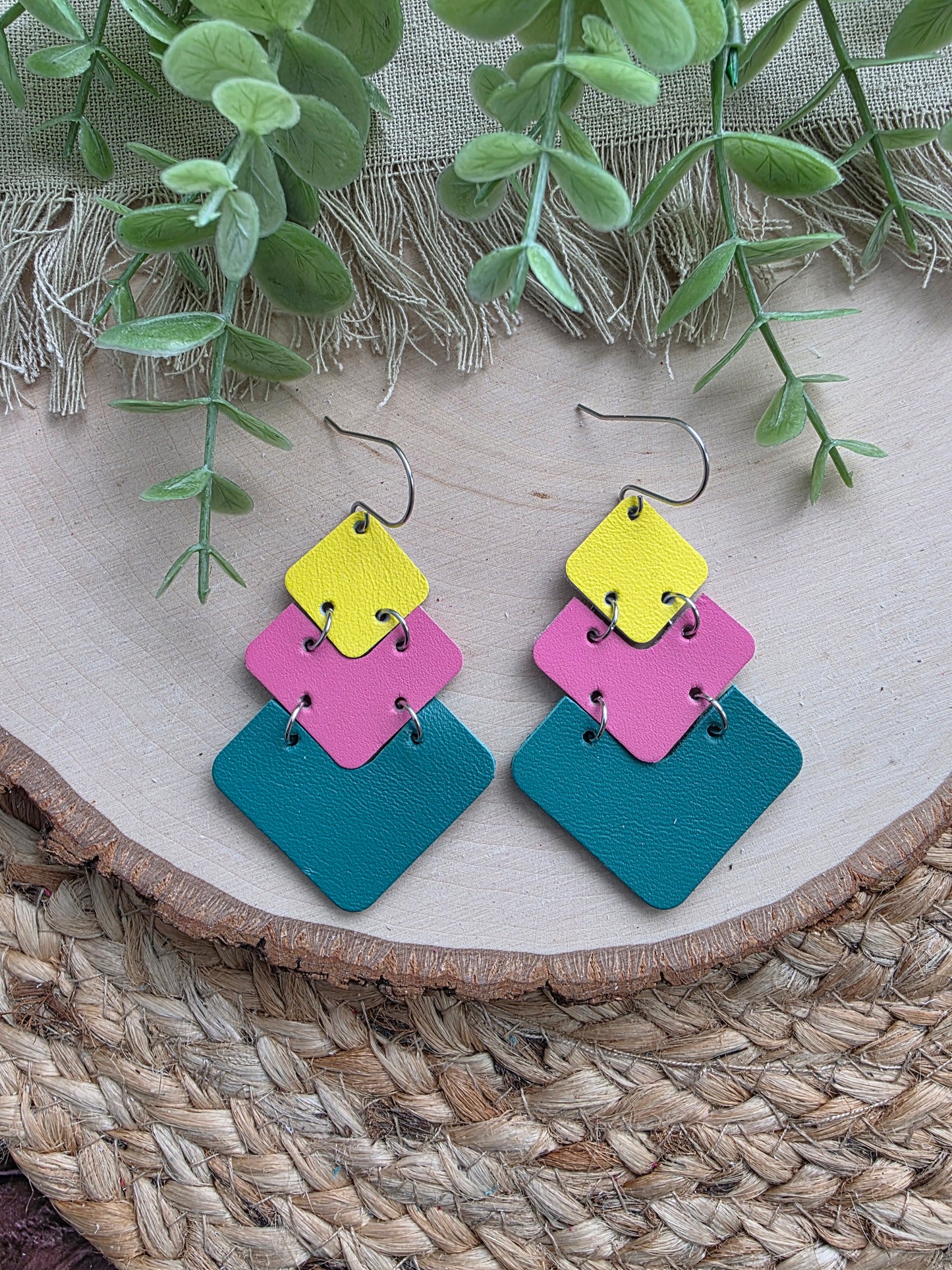 Colorblock Stacked Modern Chevron Earrings