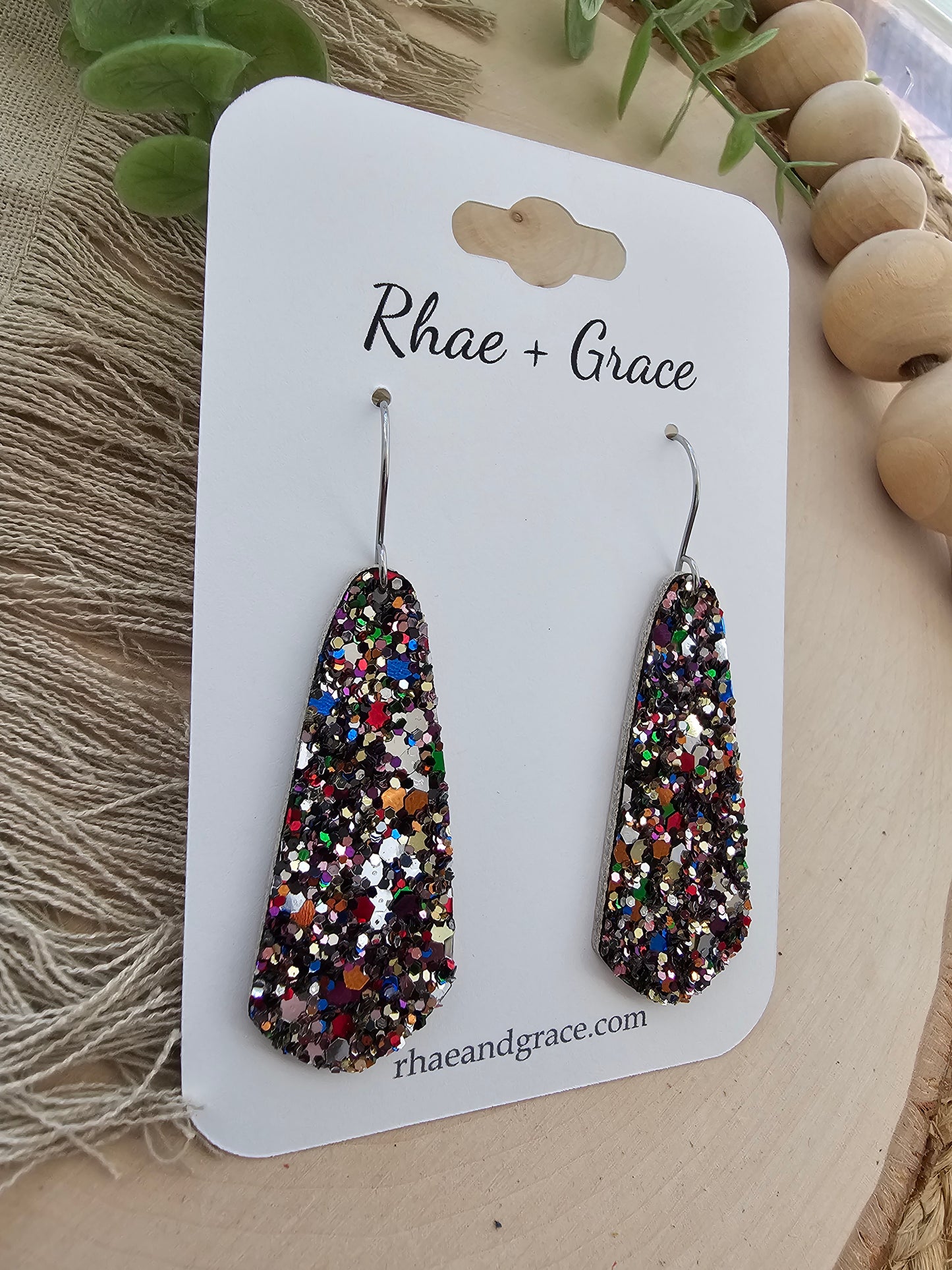 Jewel Glitter Skinny Drop Earrings