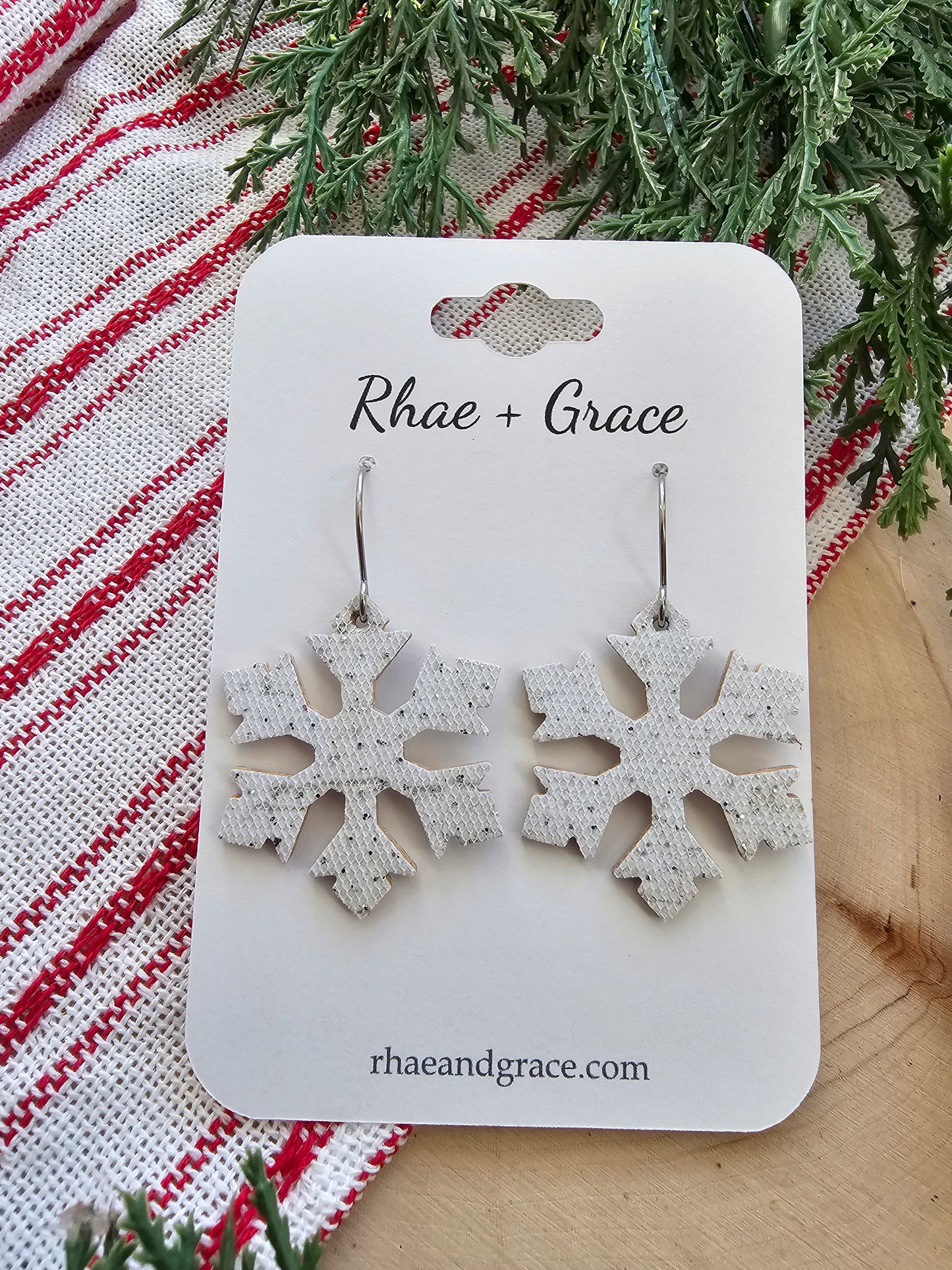 White Sparkle Snowflake Earrings