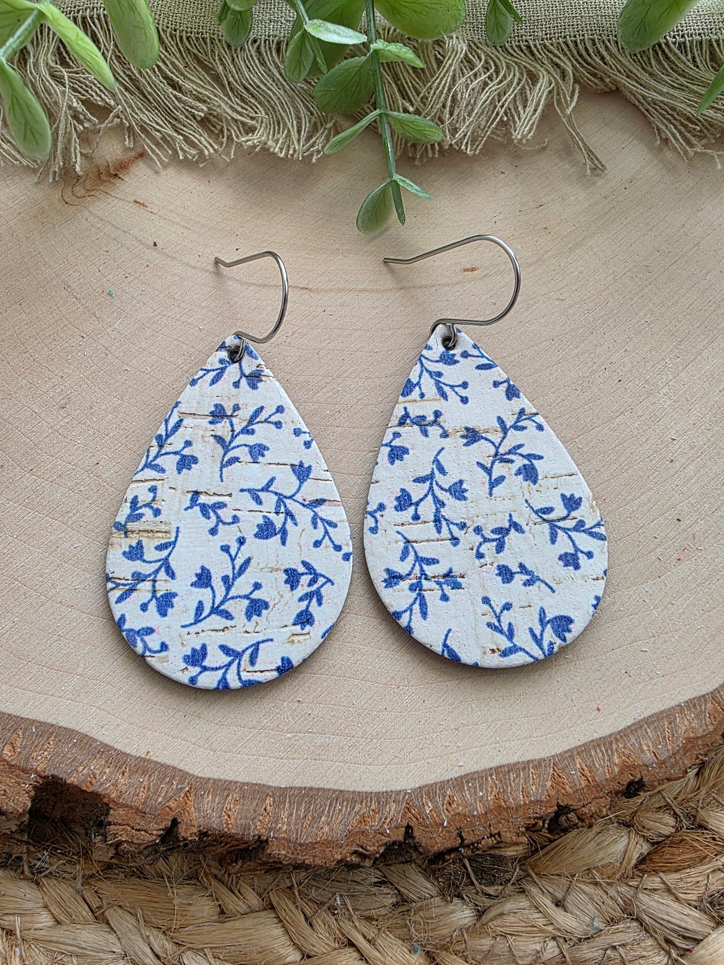 Bluebell Blue & White Teardrop Earrings - Medium