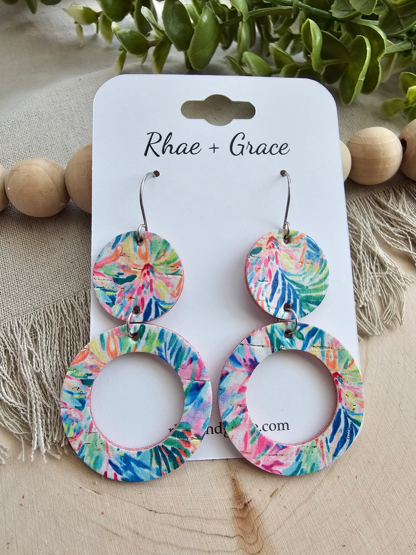 Tropical Circle Cutout Earrings