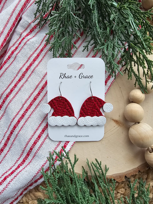 Red Knit Santa Hat Earrings