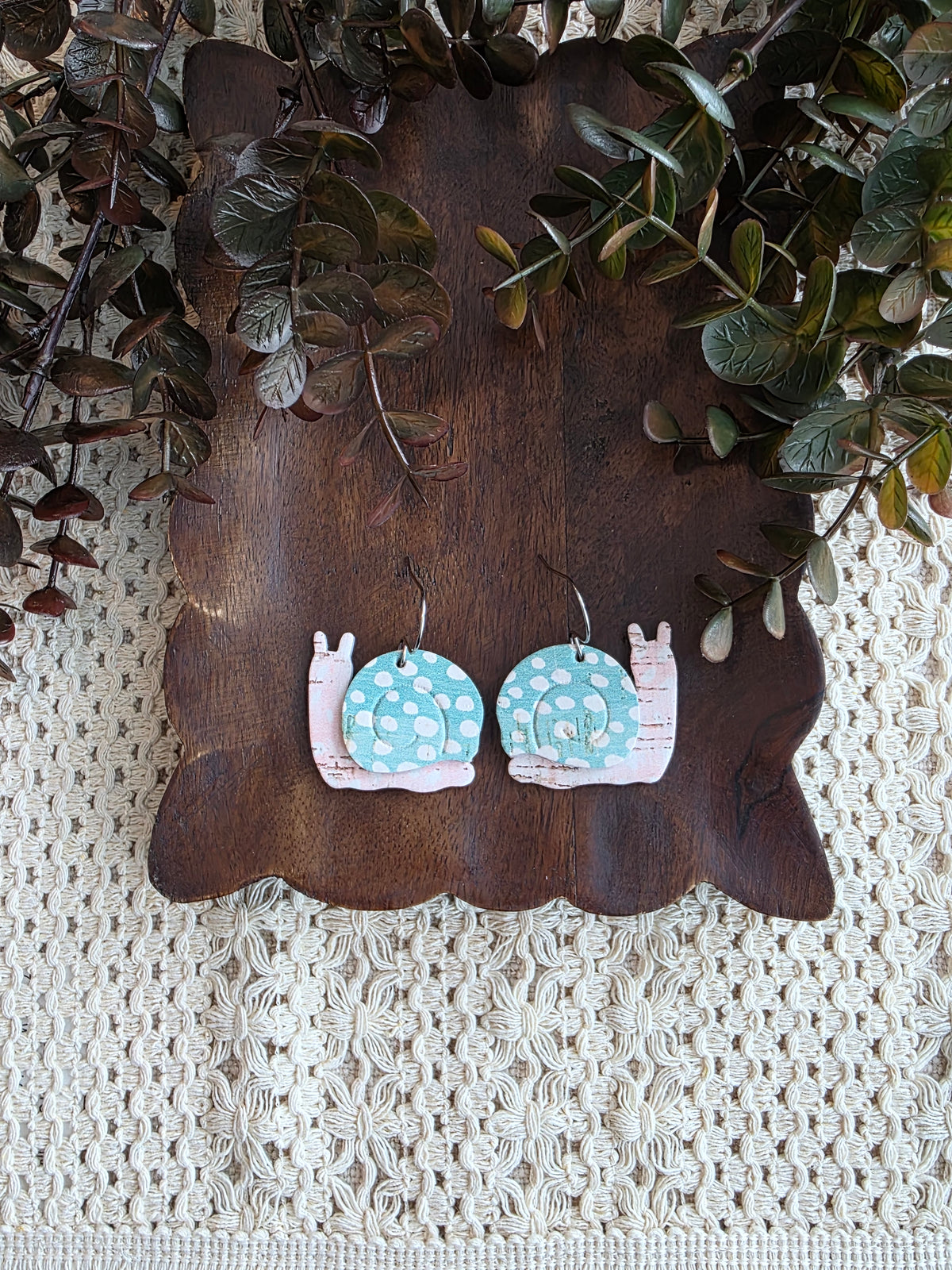 Garden Snails - Aqua Dotted Earrings