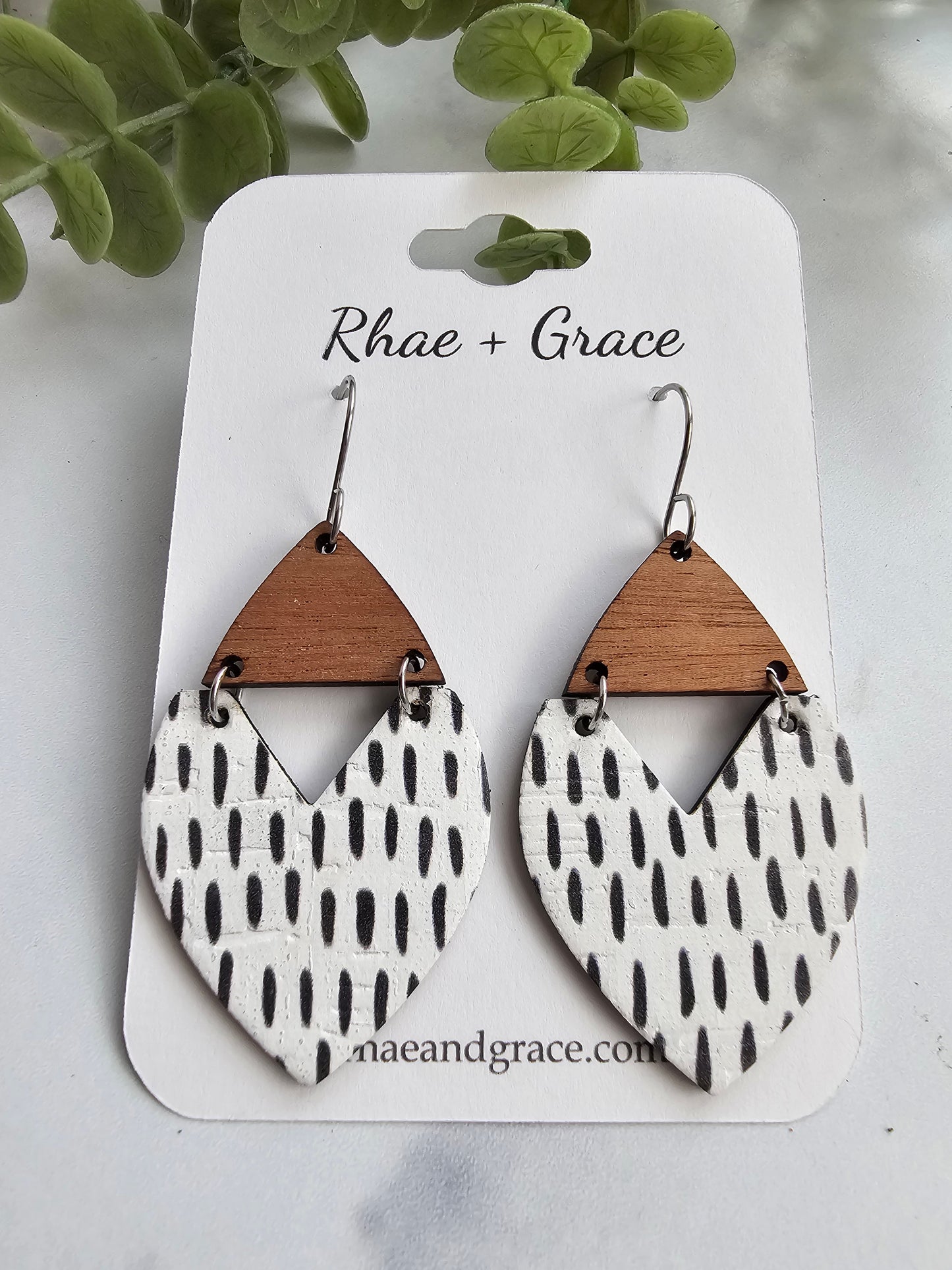 Black & White Dashes Swoop Earrings