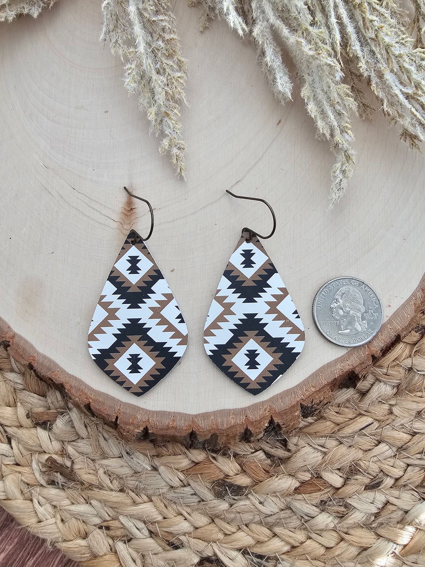 Aztec Print Pointed Teardrop Earrings