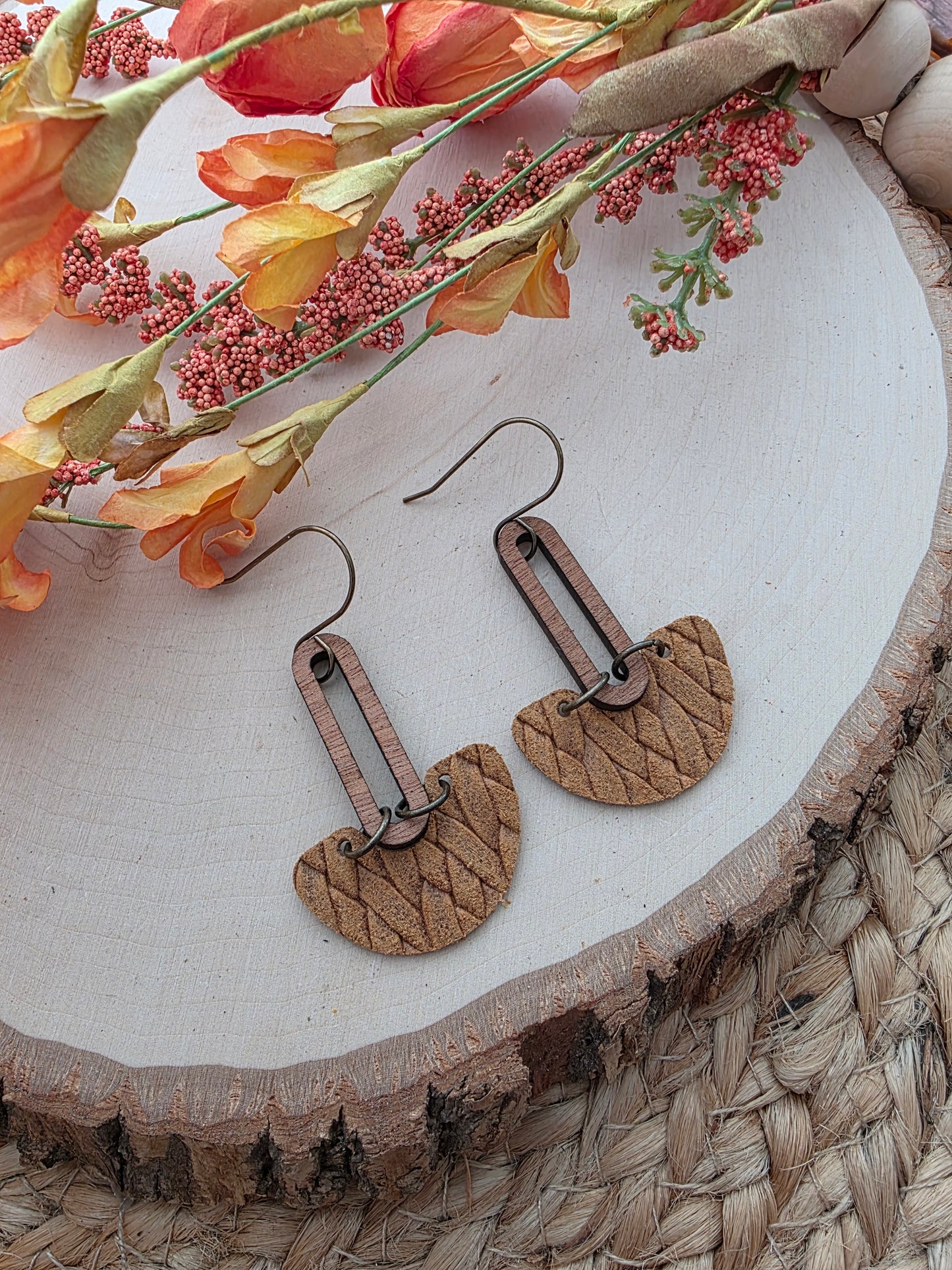 Honey Brown Arch Drop Earrings