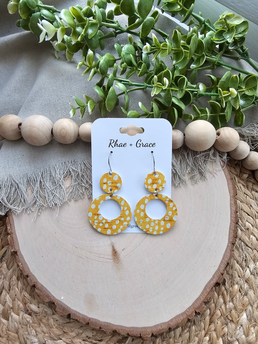 Sunshine Yellow Dotted Circle Cutout Earrings