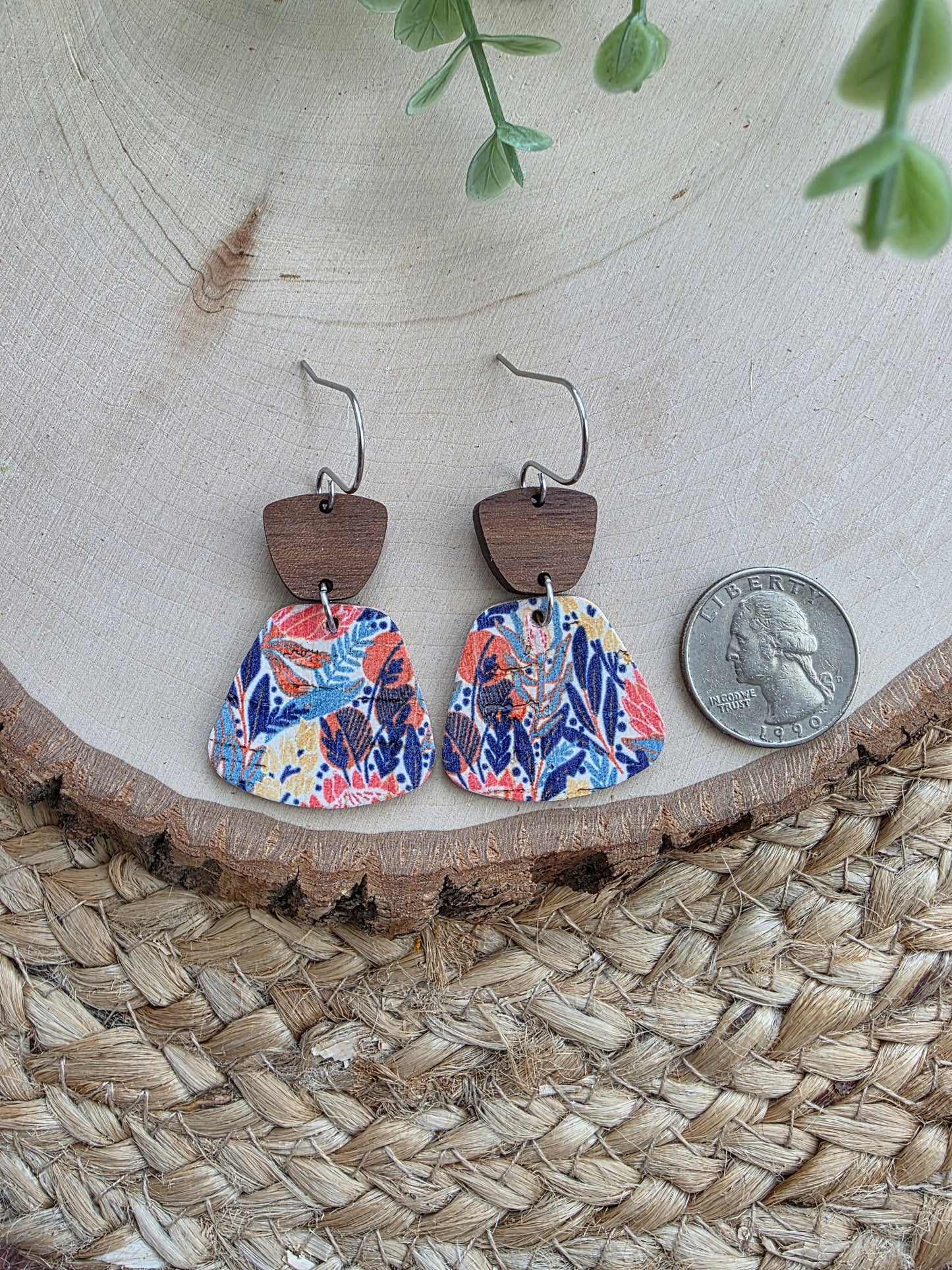 Autumn Meadow Floral Rounded Trapezoid Earrings