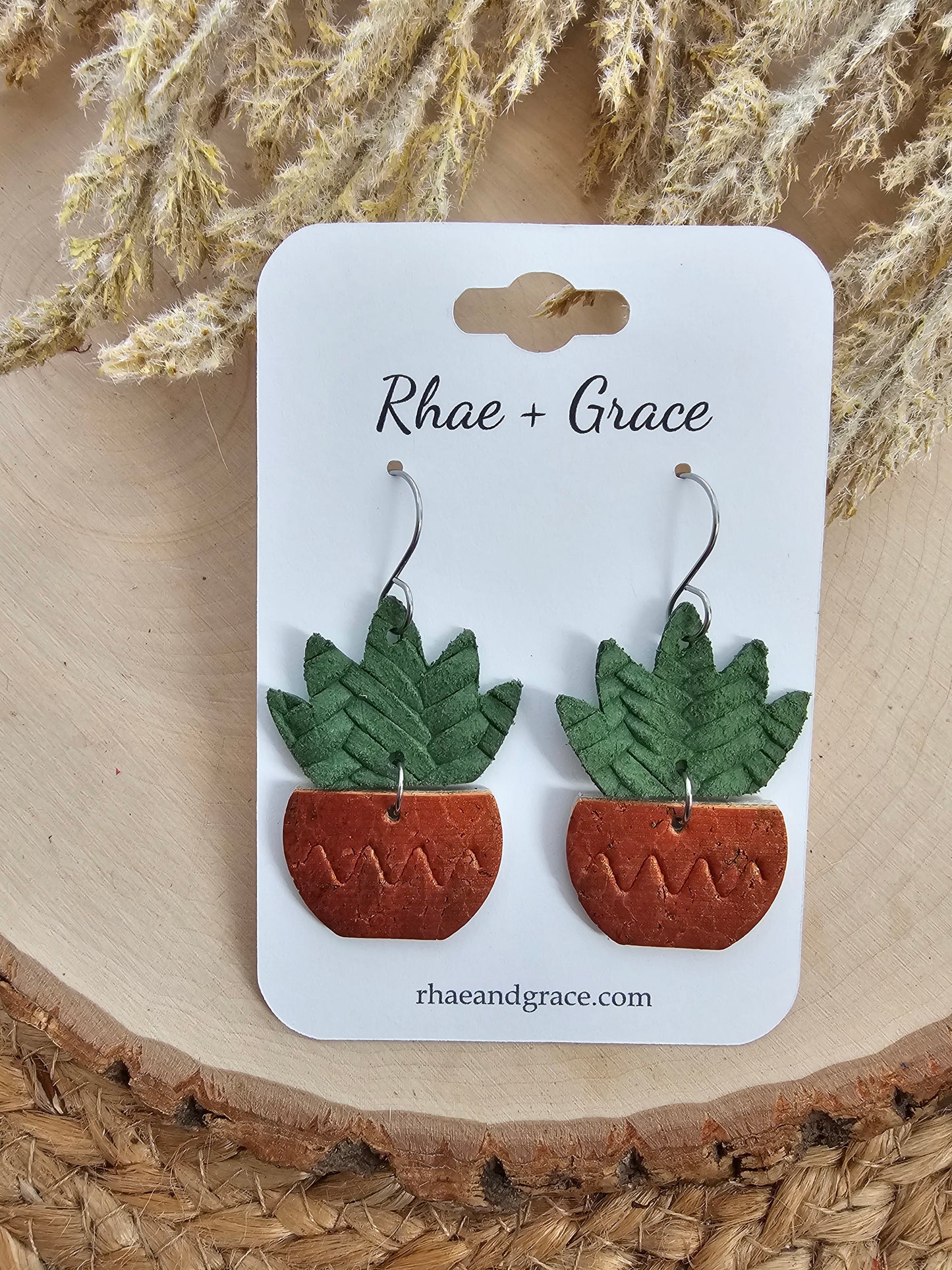 Tera Cotta Potted Plant Earrings