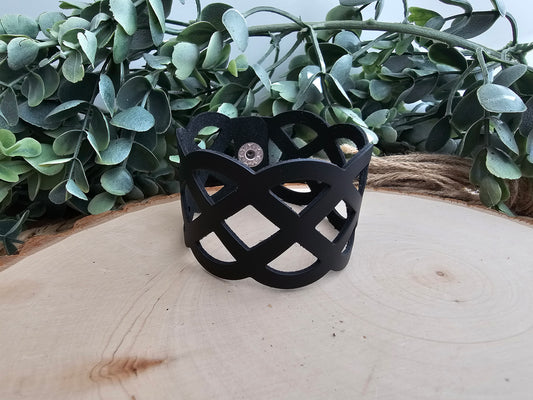 Black Lattice Leather Bracelet