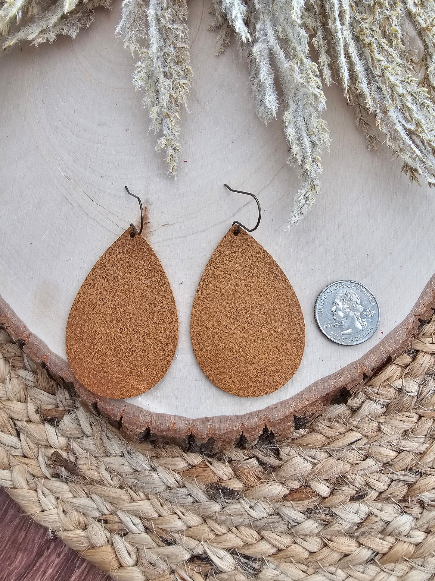 Honey Brown Teardrop Earrings - Large