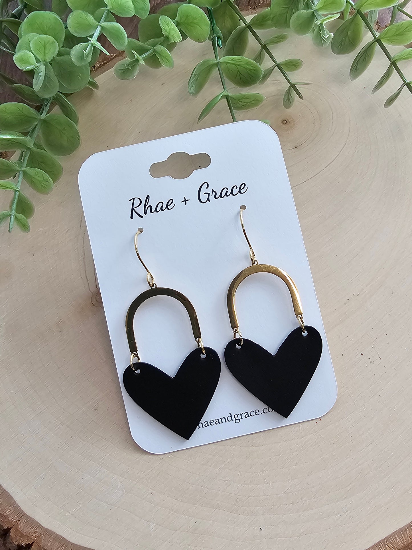 Black Arched Heart Earrings