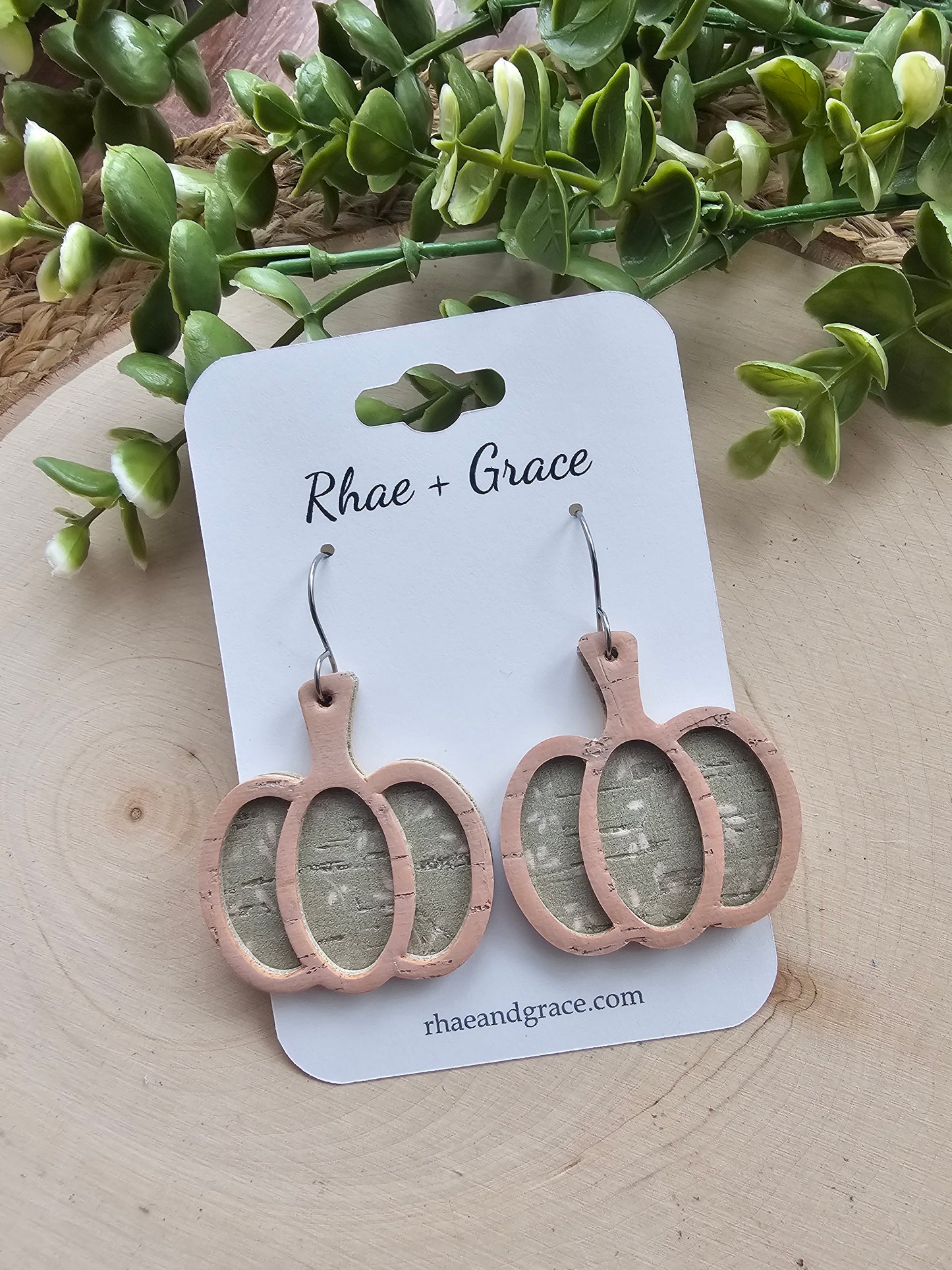 Whimsical Soft Sage Green Pumpkin Earrings