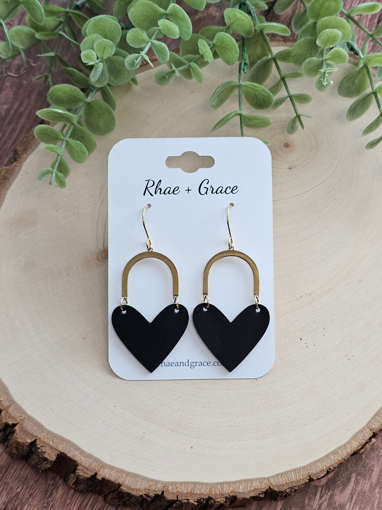 Black Arched Heart Earrings